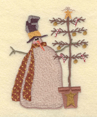 Embroidery Design: Snowman with Christmas Tree3.33w X 4.21h