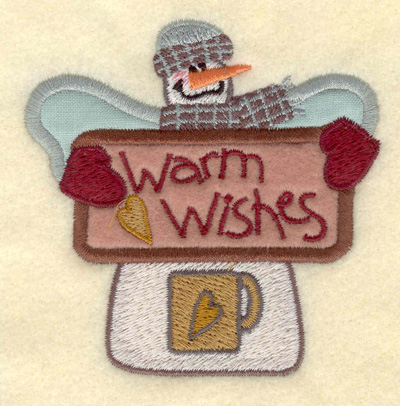 Embroidery Design: Snowman Appliques with Wings & Mug3.53w X 3.55h