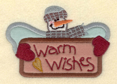 Embroidery Design: Snowman with Warm Wishes3.91w X 2.69h