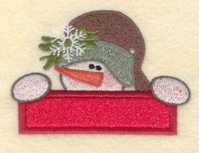 Embroidery Design: Small Snowman Head with Applique Bar3.75w X 2.64h