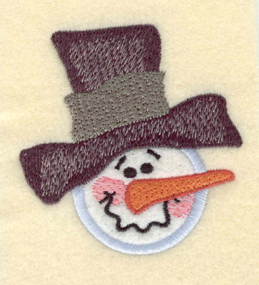 Embroidery Design: Snowman Head w/ Hat and Applique2.96w X 3.20h