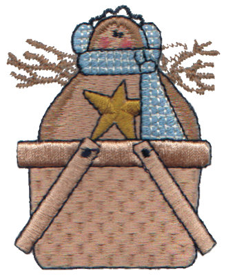 Embroidery Design: Gingerbread Snowman in Basket2.45" x 2.92"