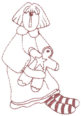 Embroidery Design: Annie & "Ginger" - Outline2.54" x 3.42"