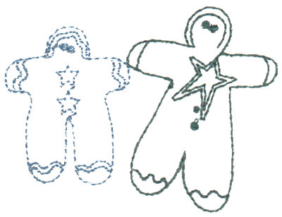 Embroidery Design: Annie's Dolls "Fred" & "Ginger" - Outline3.03" x 2.28"