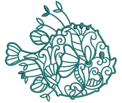 Embroidery Design: Sea Flora Fish 5.03w X 4.56h