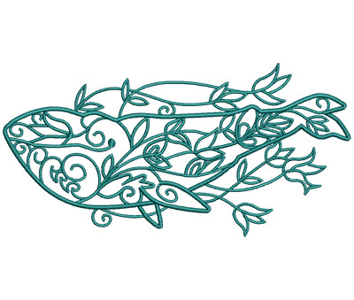 Embroidery Design: Sea Flora Whale 6.05w X 3.00h
