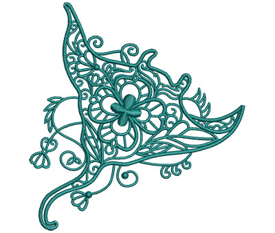 Embroidery Design: Sea Flora Stingray 4.30w X 4.55h