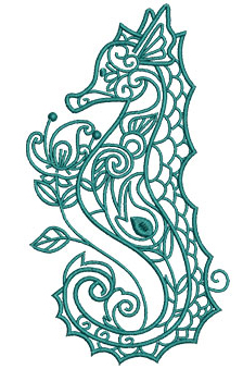 Embroidery Design: Sea Flora Seahorse 3.40w X 6.01h