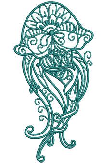 Embroidery Design: Sea Flora Jellyfish 3.14w X 6.29h