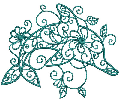 Embroidery Design: Sea Flora Dolphin 5.37w X 4.31h