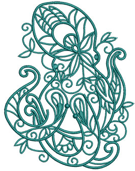Embroidery Design: Sea Flora Octopus 4.12w X 5.29h