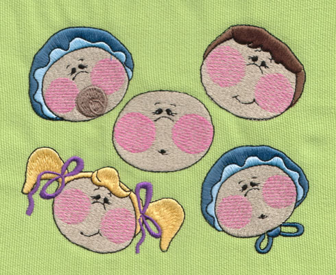 Embroidery Design: Five Babies (The Gang)5.95" x 4.66"