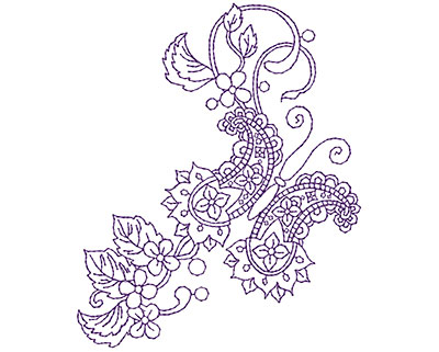 Embroidery Design: Paisley Floral A 3.81w X 4.69h
