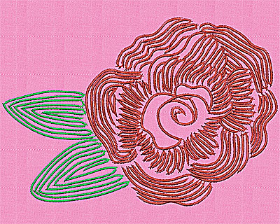 Embroidery Design: Rose flower 7.13w X 4.88h