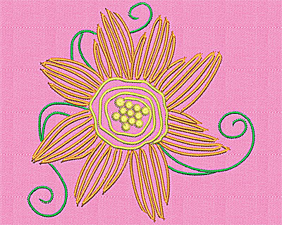 Embroidery Design: Flower with swirls 5.25w X 5.06h