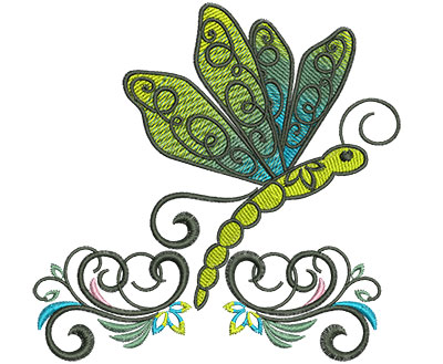 Embroidery Design: Abstract Dragonfly H 4.53w X 4.50h