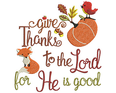 Embroidery Design: Give Thanks  5.71w X 6.00h