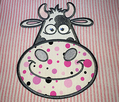 Embroidery Design: Applique cow small 3.69w X 4.88h