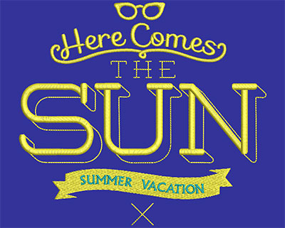 Embroidery Design: Here Comes The Sun Large 6.85w X 6.22h