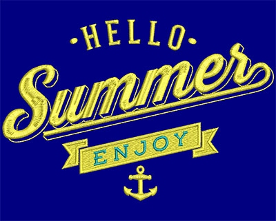 Embroidery Design: Hello Summer Enjoy Large 7.40w X 4.95h