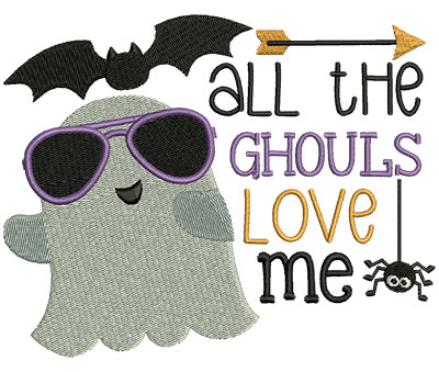 Embroidery Design: All The Ghouls Love Me 6.00w X 4.75h