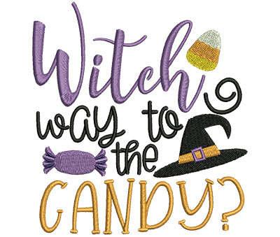 Embroidery Design: Witch Way To The Candy 4.62w X 5.00h
