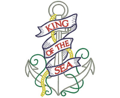 Embroidery Design: King Of The Sea Anchor 4.77w X 6.59h