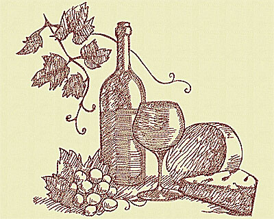 Embroidery Design: Wine set large 7.69w X 8.63h