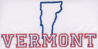 Embroidery Design: Vermont Outline and Name3.90" x 7.96"