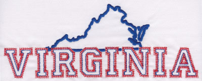 Embroidery Design: Virginia Outline and Name3.11" x 7.99"