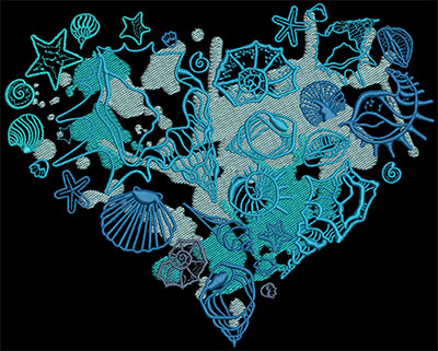 Embroidery Design: Heart Of The Ocean Lg 7.76w X 6.23h