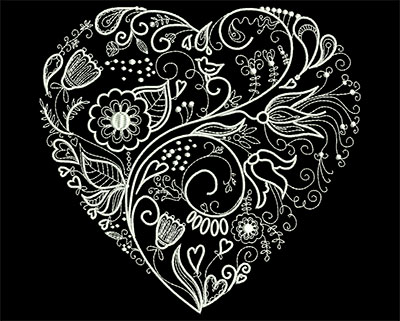 Embroidery Design: Floral Heart 7.32w X 7.05h