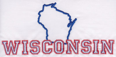 Embroidery Design: Wisconsin Outline and Name3.76" x 8.02"