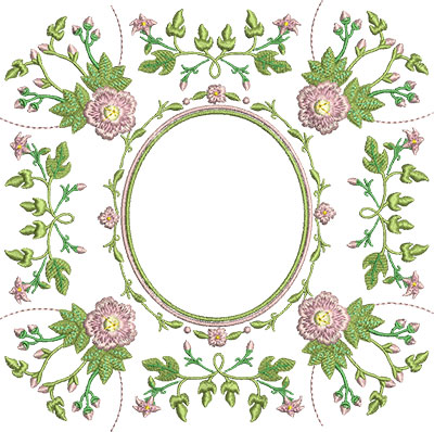 Embroidery Design: Rose and Butterfly Block 10 7.29w X 7.23h