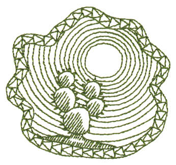 Embroidery Design: Cactus In Desert Sun - Outline3.08" x 2.86"