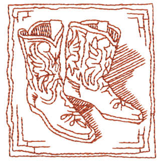 Embroidery Design: Cowboy Boots - Outline2.82" x 2.94"