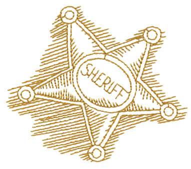 Embroidery Design: Sheriff's Badge - Outline3.47" x 2.93"