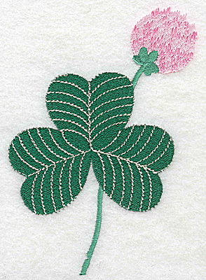Embroidery Design: Shamrock with clover flower large 3.56w X 4.96h