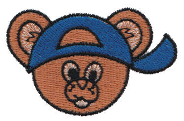Embroidery Design: Bear Head in a Baseball Cap2.61" x 1.65"