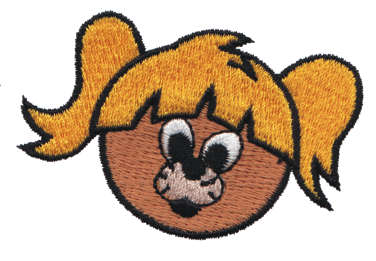 Embroidery Design: Bear Head with Pigtails2.59" x 1.73"