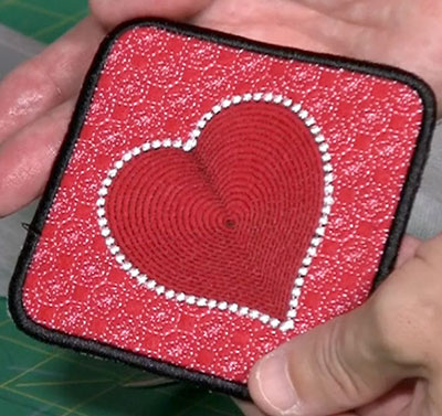 Embroidery Design: Heart Mug Rug Project5.16w x 5.21h