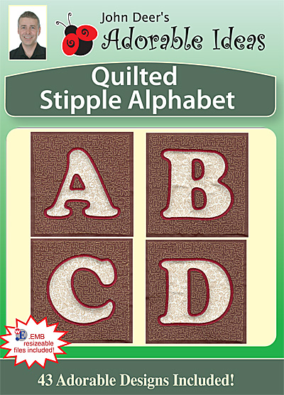 Embroidery Design: Quilted Stipple Alphabet