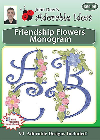 Embroidery Design: Friendship Flowers Monogram