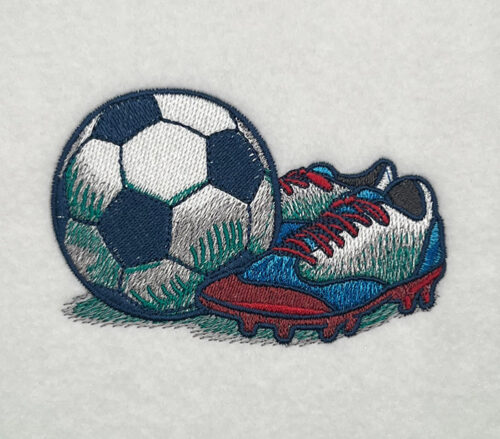 soccer ball and shoes embroidery design