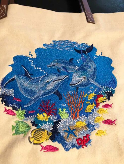 dolphins reef embroidery design