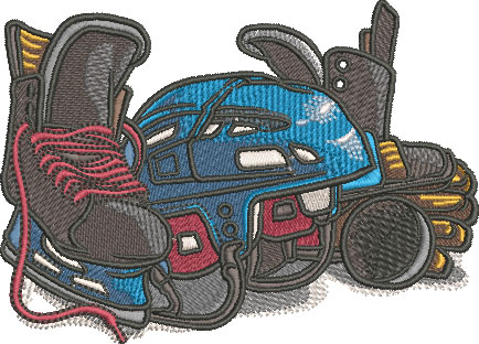 hockey equipment embroidery design