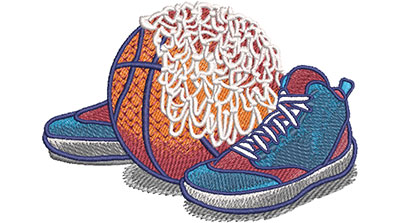basketball equipment embroidery design