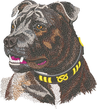 staffordshier bull terrier embroidery design