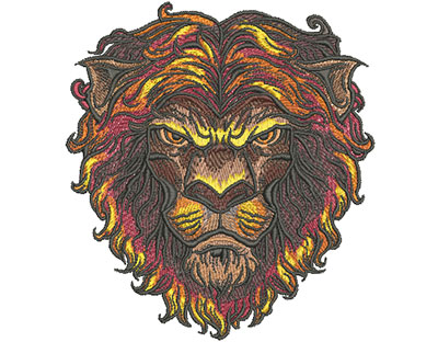 lion head mascot embroidery design