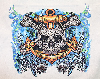 Anchor Skull embroidery design